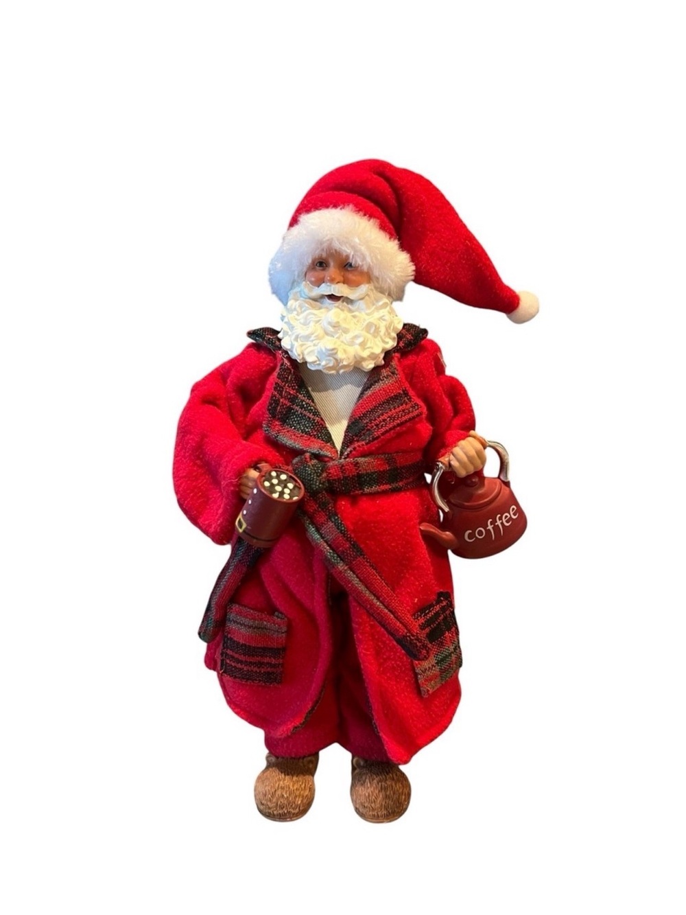 Classic Red Santa with morning coffee